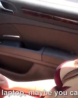 Stranded eurobabe undresses in car