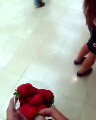 Sweet strawberry fucked in a public WC