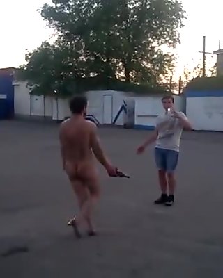 Naked drunk guy in public