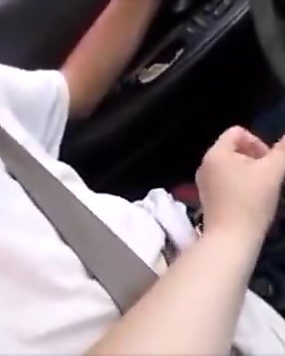 Wife Give Husband Handjob While Driving Making Him Cum