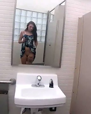 Quick Flash And Fingering In A Public Restroom
