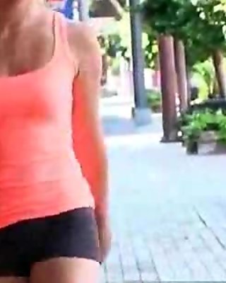 Teen blonde flashing pussy and ass in public
