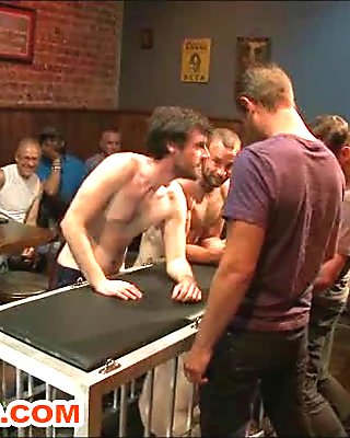 Muscle Stud is Public Gangbanged at a Crowded bar