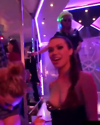 Wet lesbians dancing in the club