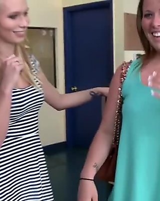 Randoms babes convinced to flash tits