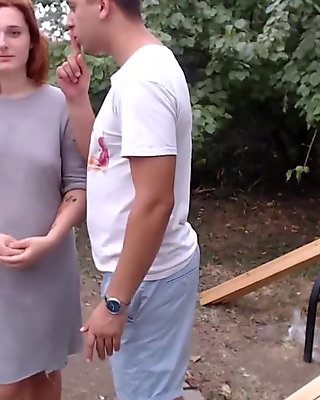 Sucking Two Cocks At Her Backyard