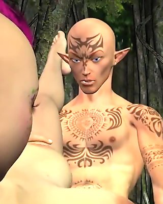 Sexy 3D punk elf babe getting fucked hard outdoors