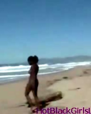 Young hot black girl takes a walk