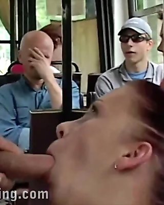 Extreme risky sex in a public bus couple fucking in front of all the passengers